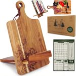 Wood Cook Book Stand for Kitchen Counter – Reversible Acacia…