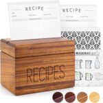 CypherX Minimalist Recipe Box – Wooden Recipe Card Box with …