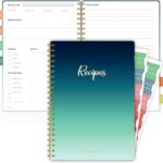 Lanpn Recipe Binder – 8.5×11, Waterproof, 60 Sleeves, 8 Divi…